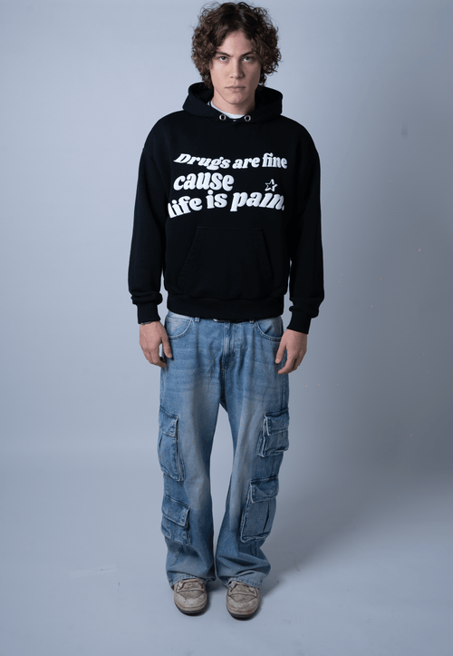 ACID DRUGS ARE FINE BLACK HOODIE